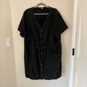 Old Navy Washed Black Cotton/Denim Utility Dress XXL